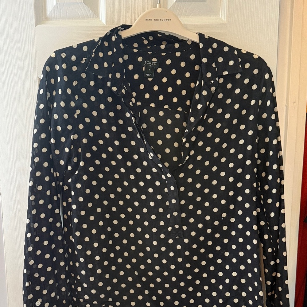 J. Crew Black and White Polka Dot Blouse